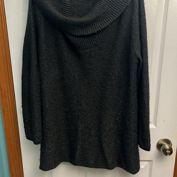 Modcloth size 2X Black and Silver Dressy Sweater Cowl Neck - Picture 3 of 4